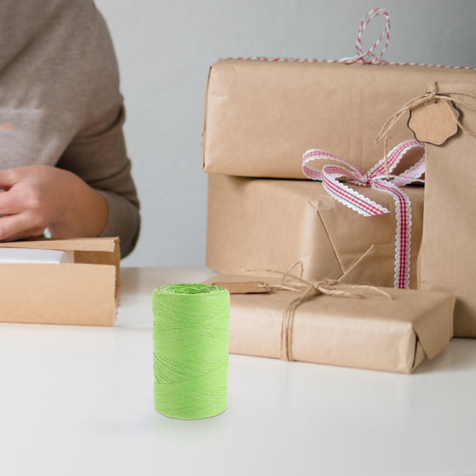 Papercraft Supply Ribbon - شريط ورق رافيا ملون مسطح لتغليف